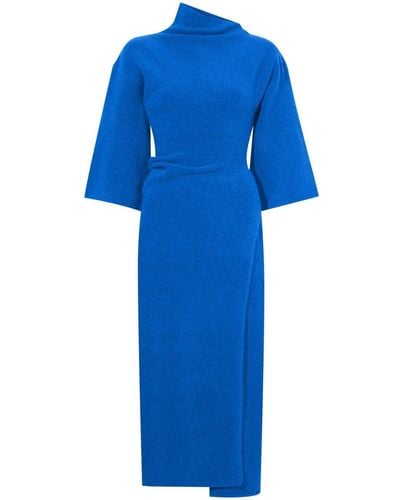 Proenza Schouler Cowl-neck Drop-shoulder Dress - Blue