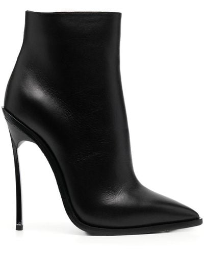 Casadei Pointed Leather Boots - Black