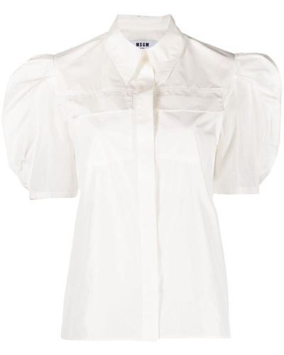 MSGM Camicia con maniche a sbuffo - Bianco