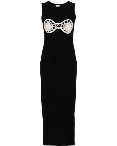 Magda Butrym Crochet-detailed Cotton Maxi Dress - Black