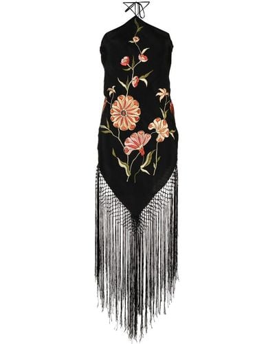 Conner Ives Piano-shawl Halterneck Dress - Black