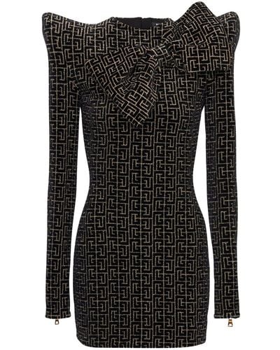 Balmain Mini-jurk Met Monogramprint - Zwart