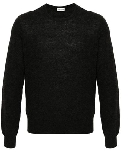 Saint Laurent Mélange-effect Knitted Jumper - Black