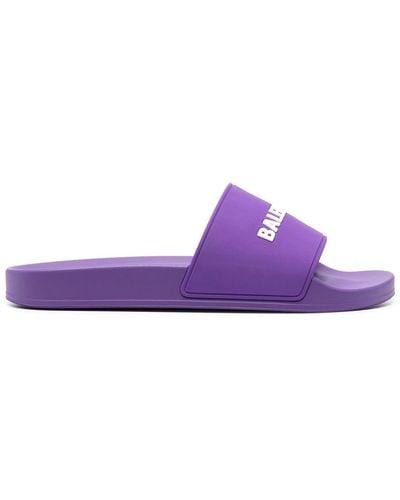 Balenciaga Logo-print Pool Slides - Purple
