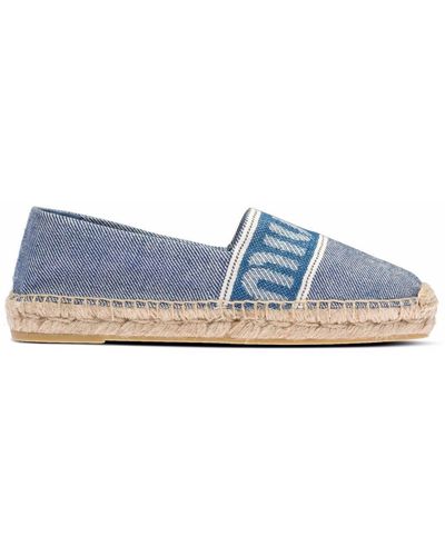 Miu Miu Jeans-Espadrilles mit Logo - Blau