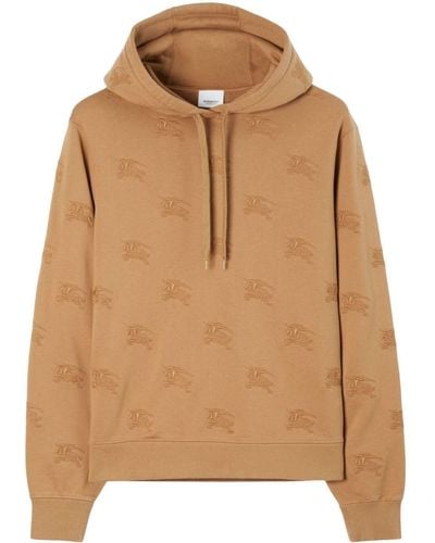 Burberry Ekd-embroidered Cotton Hoodie - Natural