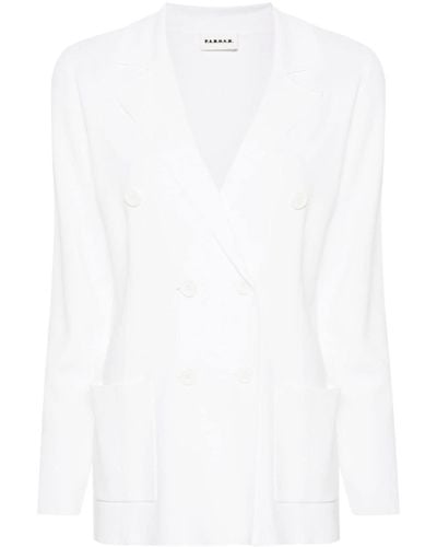 P.A.R.O.S.H. Double-breasted Knitted Blazer - White