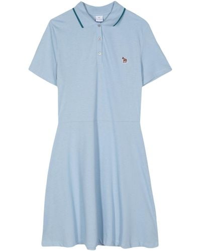 PS by Paul Smith Zebra-appliqué Cotton Tennis Dress - Blue