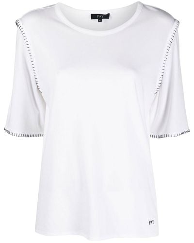 Fay T-shirt girocollo con cuciture a contrasto - Bianco