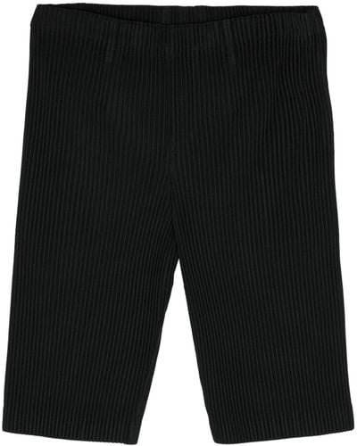 Homme Plissé Issey Miyake Pantalones cortos de vestir con efecto plisado - Negro