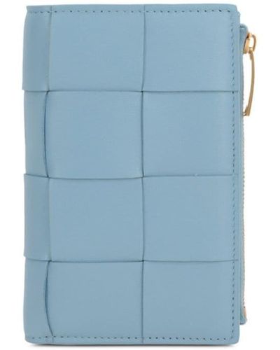 Bottega Veneta カセット 二つ折り財布 - ブルー