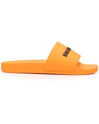 Balenciaga Slippers Met Logodetail - Oranje