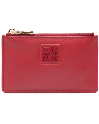 Miu Miu Logo-plaque Leather Wallet - Red