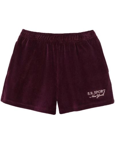 Sporty & Rich Pantalones cortos con logo bordado - Rojo