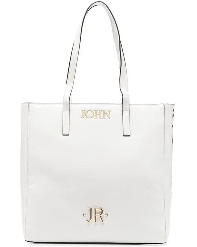 John Richmond Logo Plaque Tote Bag - White