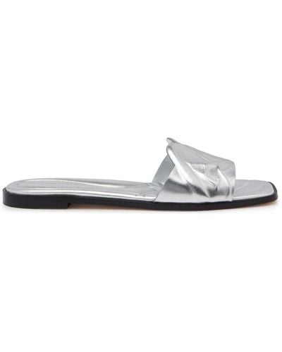 Alexander McQueen Seal Leather Flat Slides - White