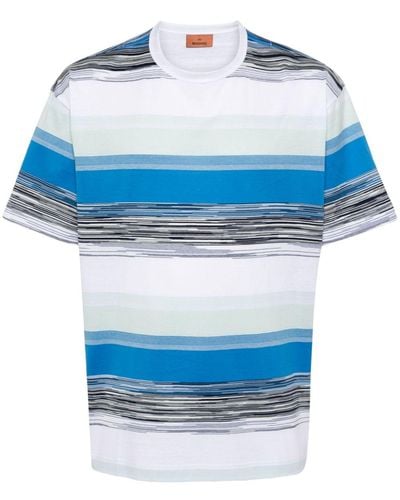 Missoni Slub-pattern Cotton T-shirt - Blue