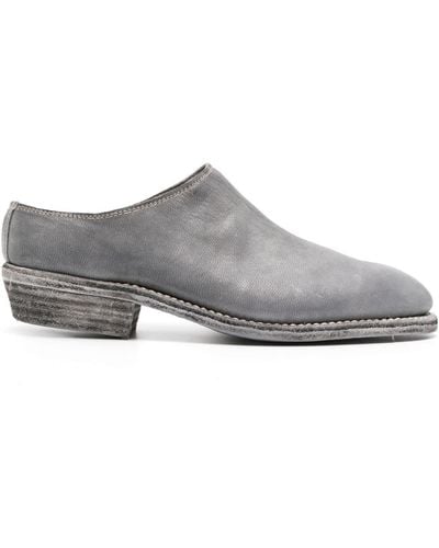 Guidi Grained Leather Mules - Grey