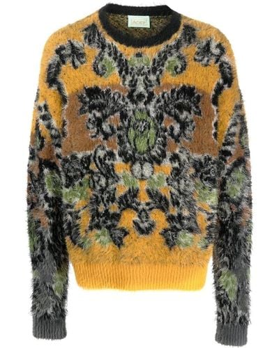 Aries Fleur Patterned-jacquard Sweater - Black