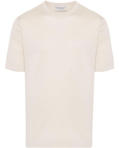 John Smedley Fein gestricktes T-Shirt - Weiß