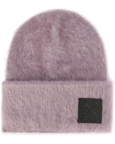 Off-White c/o Virgil Abloh Arrow-patch Knitted Beanie - Purple