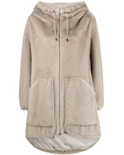 P.A.R.O.S.H. Hooded Faux-fur Coat - Gray