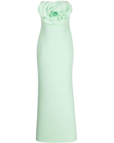 Badgley Mischka Floral-appliqué Strapless Dress - Green