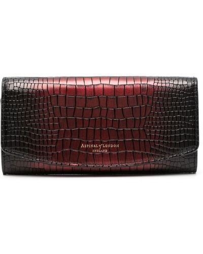 Aspinal of London Crocodile-effect Leather Wallet - Purple