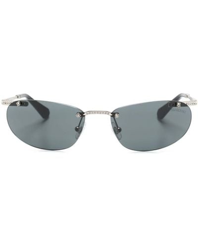 Swarovski Crystal-embellished Oval-frame Sunglasses - Gray