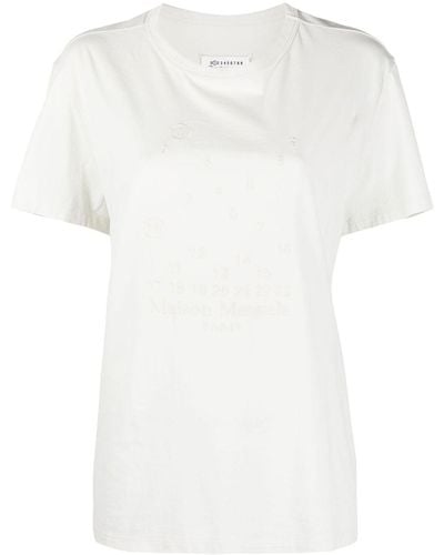 Maison Margiela T-shirt con ricamo Numbers - Bianco