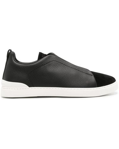 Zegna Triple Stitch Leren Sneakers - Zwart