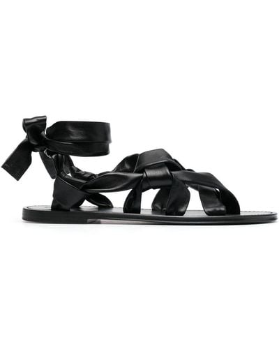 Saint Laurent Open-Toe Strap-Detail Sandals - Black
