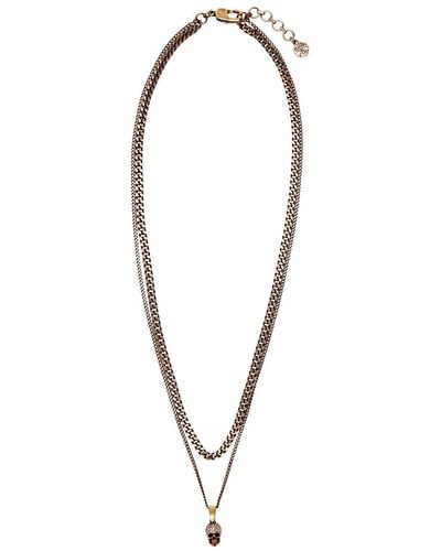 Alexander McQueen -tone Skull Pendant Necklace - Metallic