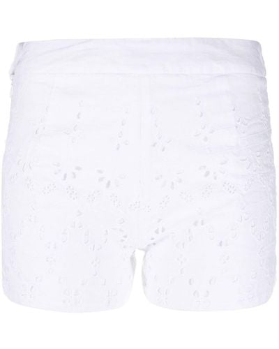 120% Lino Eyelet Linen Shorts - White