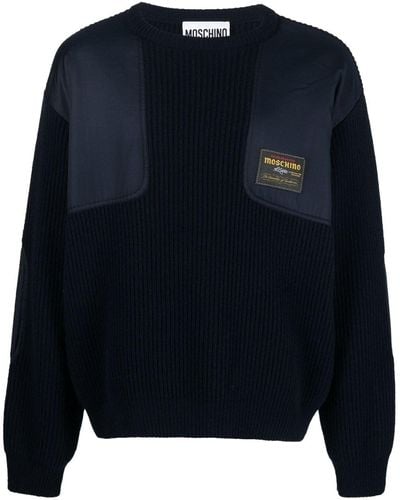 Moschino Logo-patch Panelled Jumper - Blue