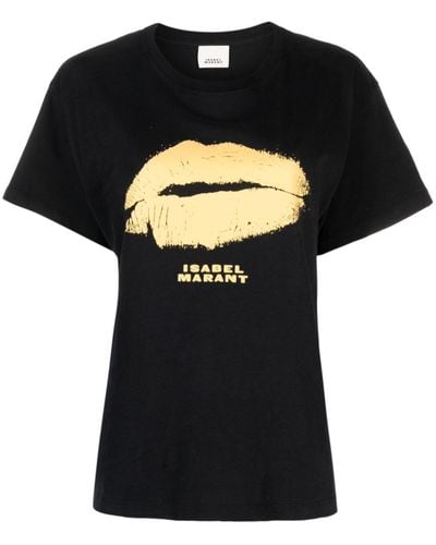 Isabel Marant T-shirt en coton Yates à logo imprimé - Noir