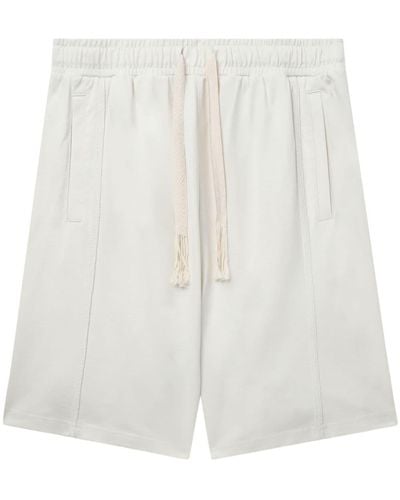 FIVE CM Slogan-embroidered Cotton Shorts - White