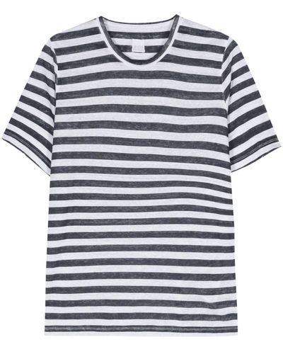 120% Lino Linen Striped T-shirt - Blue