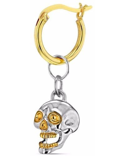 True Rocks Skull-pendant Hoop Earring - Metallic