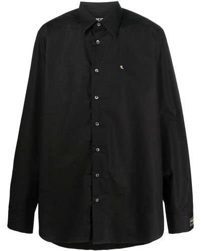 Raf Simons Logo-embroidered Long-sleeve Shirt - Black