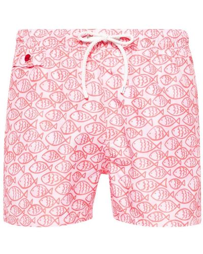 Kiton Fish-print Swim Shorts - Pink