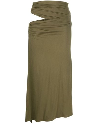Concepto Draped Cut-out Midi Skirt - Green