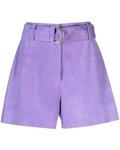 Stand Studio Neon Violet Suede Shorts - Purple