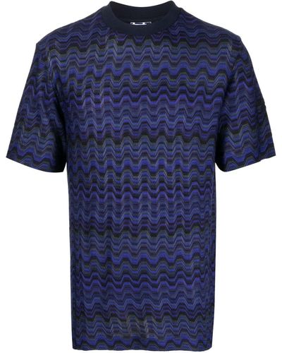 Missoni T-shirt Met Zigzag-patroon - Blauw