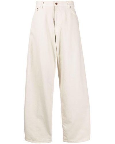 Haikure High-waist Wide-leg Cotton Trousers - White
