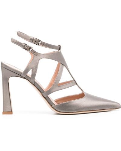 Alberta Ferretti 95mm Satin Court Shoes - Metallic
