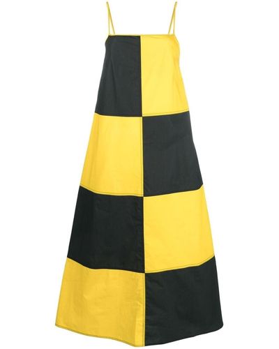 Sunnei Checkerboard-print Midi Dress - Yellow