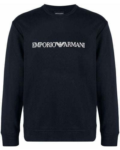 Emporio Armani Sweater Met Logoprint - Blauw
