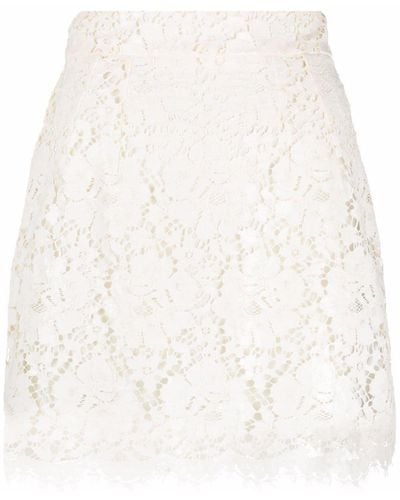 Dolce & Gabbana Laminated Lace Mini Skirt - White