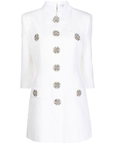 Andrew Gn Crystal-button Blazer Dress - White